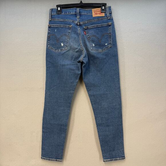 Levi's Jeans Women's 29 (size 8) Blue Wedgie Skinny Button Fly Distressed EUC - Picture 2 of 15